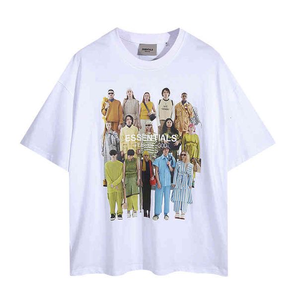

50% discount bagsstreet 22fw high hip hop fog essentials portrait print men's and women's round neck short sleeve t-shirt fashion, White;black