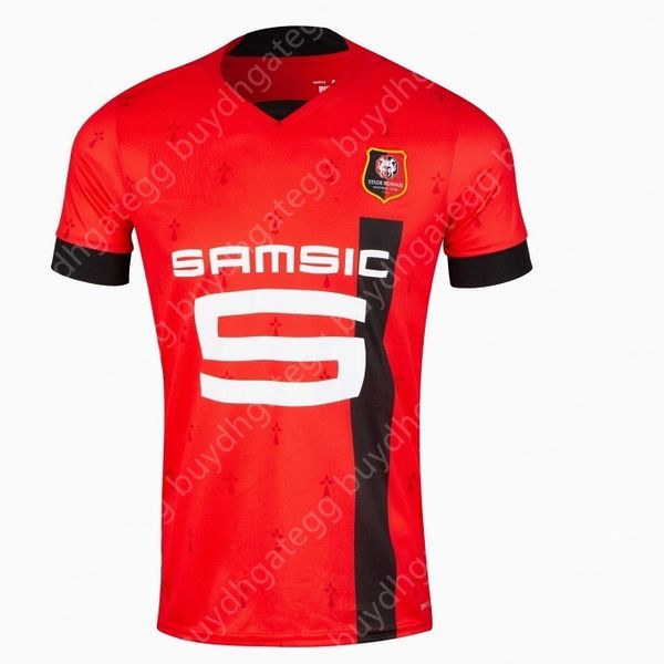

22 23 stade rennais soccer t shirt doku 2022 2023 rennes 120th bourigeaud maillots de foot guirassy truffert terrier maouassa nzonzi, White;black