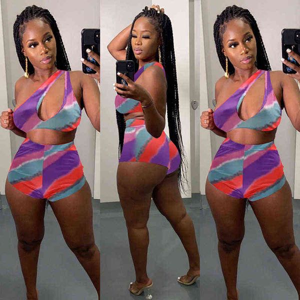 

m2036 women's fashion printed hollow out stripe two piece set, White;black