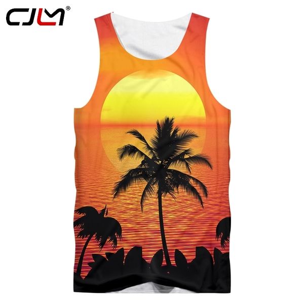 

man sleeveless coconut tree couple clothing selling mens tank 3d printed creative sunset drop 220623, White;black