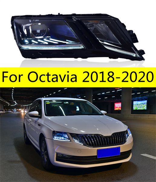 Skoda far için araba stil baş lambası 20 18-20 20 Yeni Octavia LED farlar DRL LED Projektör Lens Otomatik Aksesuarlar