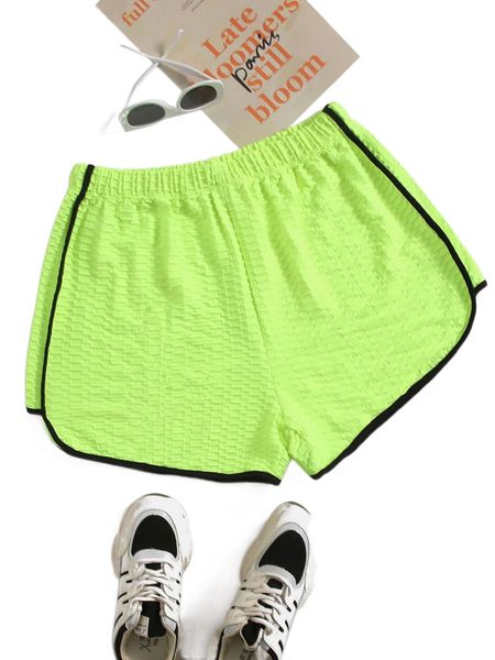 

plus contrast binding textured shorts 99vp#, Black