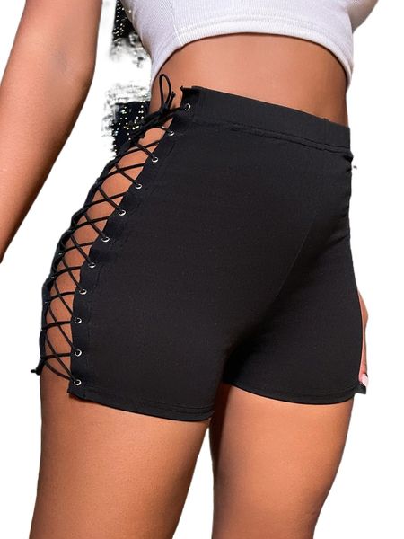 

sxy lace up side skinny shorts p0b0#, White;black