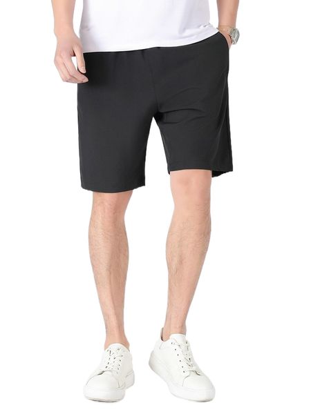 

men solid drawstring waist shorts l5ez#, White;black