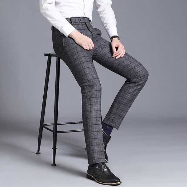 

men's pants korean style men's tide multi-color slim straight business, Black