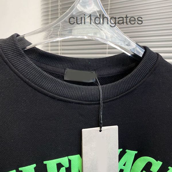 

2022 designer blgc hoodies 2022 spring and summer new paris bv green contrast letter printing men's women's round neck sweater bot, Black