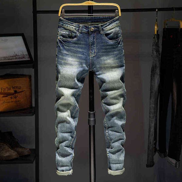 

2022 new fashion boutique casual mens jeans / skinny men straight denim, Blue