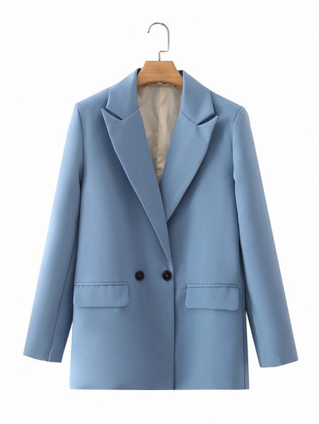 

double breasted lapel neck blazer h7ik#, White