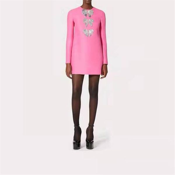 

casual dresses customized heavy industry sequin embroidered dress in early spring fashionable lady's fit and elegant banquet rose red d, Black;gray