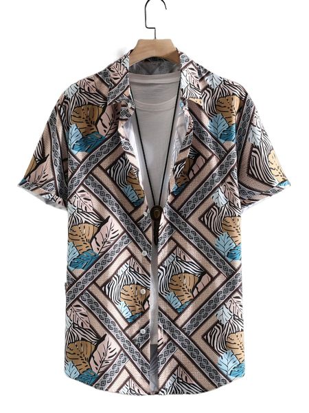 

men random scarf print shirt without tee s24e#, White;black