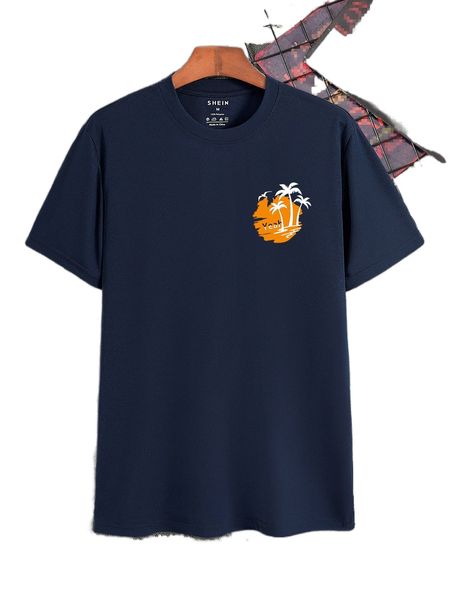 

men tropical and letter graphic tee a07g#, White;black