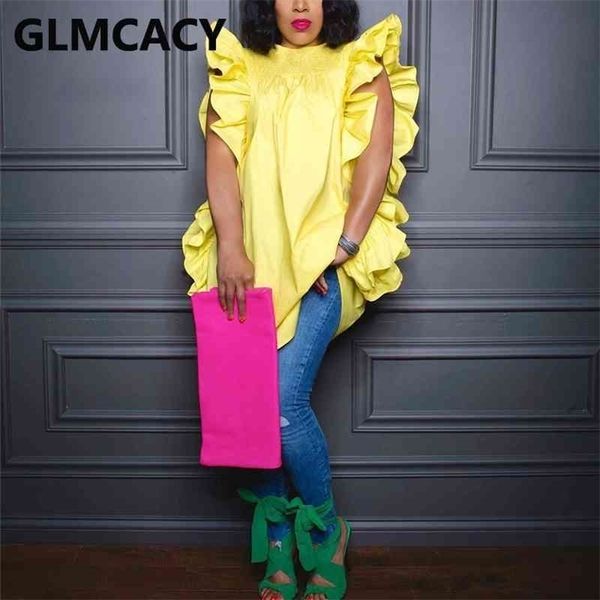 

ruffles detail solid casual loose blouse shirt 210702, White