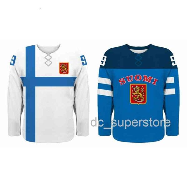 Cucito personalizzato NUOVO 2021 Finlandia Suomi Hockey Championship Jersey Jokinen Ruutu Barkov Rinne Mens Hockey Jersey XS-6XL