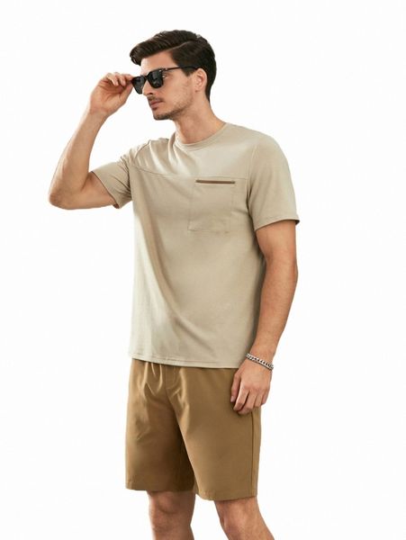 

men pocket patched tee & shorts 03ng#, Gray