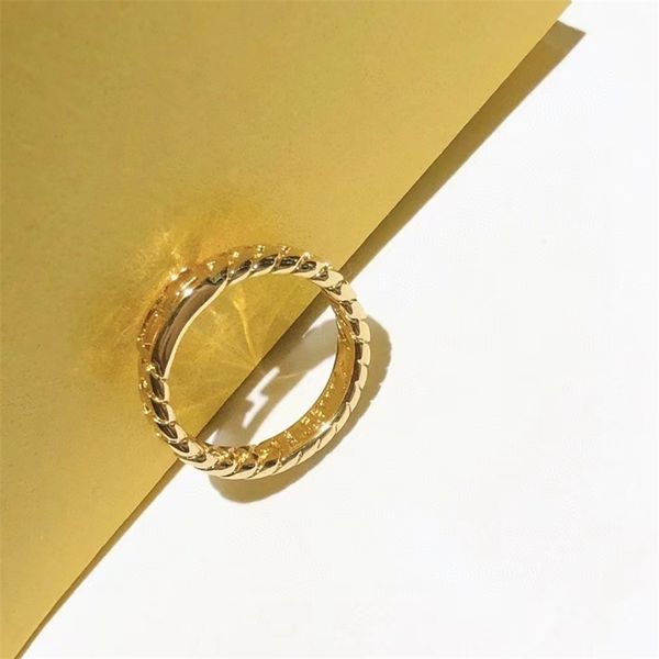 

letter double interlocking ring women's simple and versatile small light gold pair ring, Silver