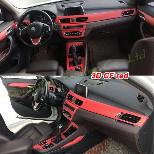 Per BMW X1 X2 F48 F39 2016-2021 Pannello di controllo centrale interno Maniglia per porta 3D / 5D Adesivi in fibra di carbonio Decalcomanie Car styling Accessorie