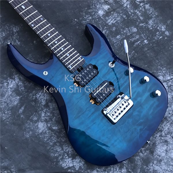 chitarra elettrica Music Man JP6 blu trasparente di alta qualità John Petrucci firma musicista 6 corde guitarra personalizzato bullone sul collo