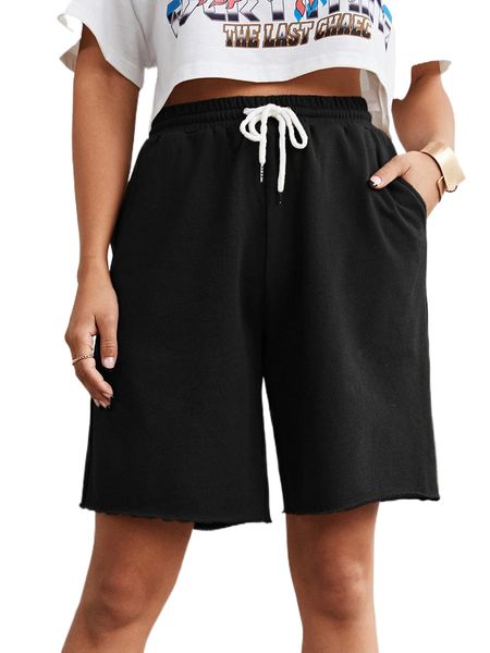 

drawstring solid shorts b7lp#, White;black