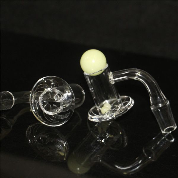 Rauchende Flat-Top-Quarz-Banger mit Marmor-Vergaserkappe, Terp-Perlen, 10 mm, 14 mm, 18 mm Quarz-Banger-Nagel für Bohrinsel-Wasserpfeifenbong