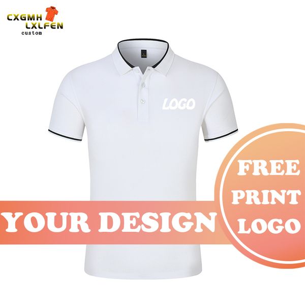 

7 colors for men and women in summer can wear casual lapel short-sleeve polo shirt custom printing diy brand text 220608, White;black