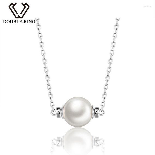 Catene DOUBLE-R Collane di perle semplici ed eleganti Pendenti in argento sterling 925 Gioielli alla moda per feste Regalo da donna reale CANL00033ECatene Godl22