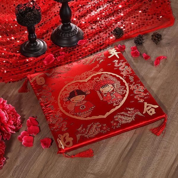 Almofada/travesseiro decorativo estilo chinês bordado vermelho almofada de assento