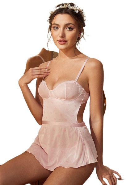 

random print mesh underwire lingerie set 75oh#, Black;red