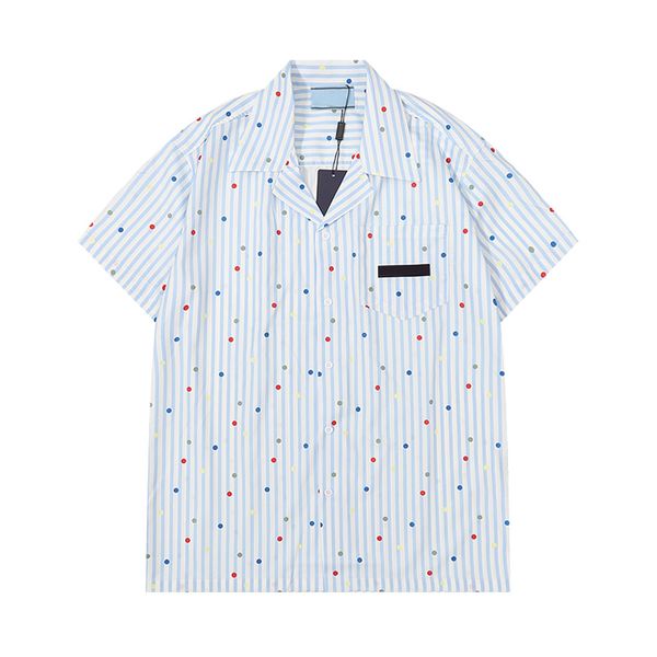 

22ss designer shirt mens symmetrical stripes print bowling shirt hawaii floral casual shirts men slim fit short sleeve dress hawaiian t-shir, White;black