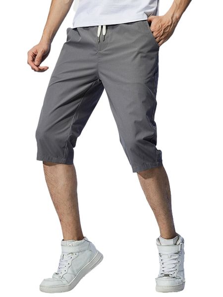 

men slant pocket drawstring waist shorts 69ig#, White;black