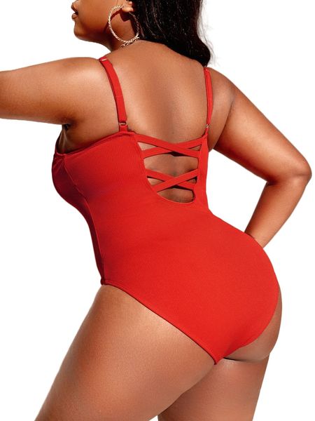

plus rib one piece swimsuit 72me#, White;black