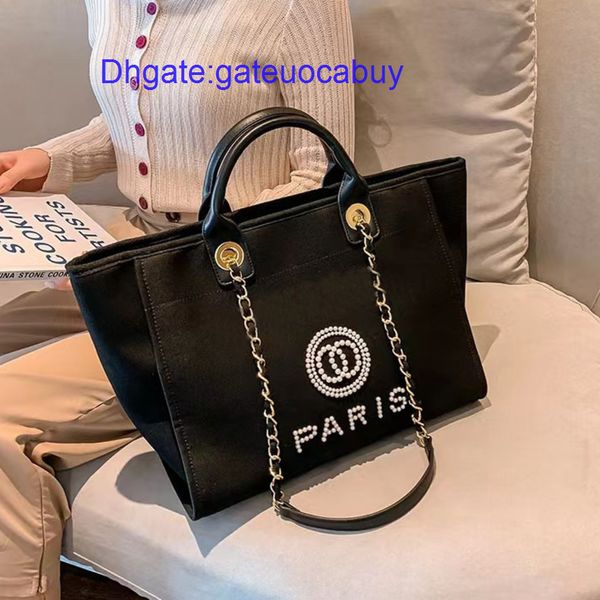 

classic fashion brand beach bags ch women handbags pearl evening bag designers female canvas portable high-capacity luxury trend big handbag, Black;red