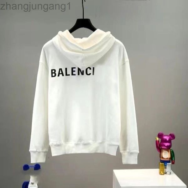 

22ss designer autumn and winter balanciagas hoodie paris front and back letters plush sweater pure cotton men's and women's fashio, Black