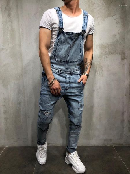 Erkek pantolon sıkıntılı denim marangoz tulumlar önlük tulumları Moto Jeans Pant Kış Men Punk Sokak Giyim Drak22