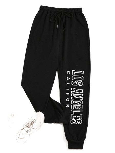 

letter graphic drawstring sweatpants a6ci#, Black;white