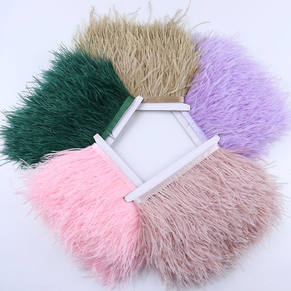 

party decoration multicolor real ostrich feather trims ribbon 8-10cm white ostrich for dress clothing decorations sewing feathers crafts