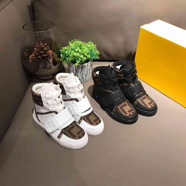 

brand kids short boots leather stitching casual boot desinger winter shoes ffen stripe for boys girls classic design waterproof martin rubbe, Black;grey