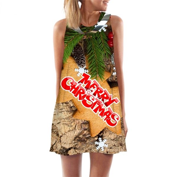 Frauen Tank Tops Frohe Weihnachten 3D Druck Weihnachten Baum Lose Kleid Sexy Mini Kurze Party Weibliche Weste Ärmelloses Kleid W220616