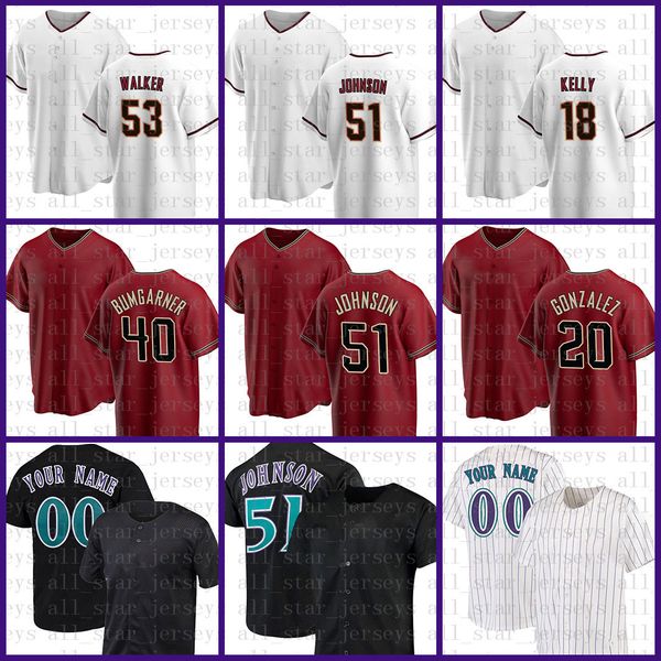 Maglia da baseball dell'Arizona Randy Johnson Madison Bumgarner Luis Gonzalez Christian Walker Carson Kelly Nick Ahmed Stuart Fairchild Seth Beer Jose Herrera McCarthy