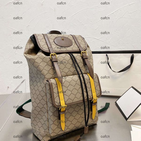 

designer bag men and women casual style backpack large capacity letter print yellow strap travel bag computer satchel