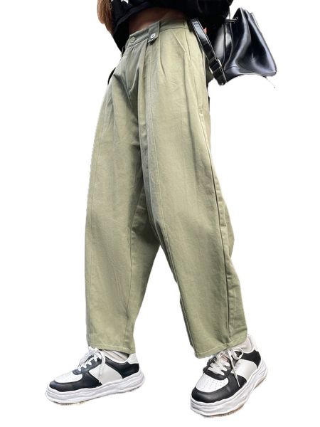 

dazy solid slant pocket pants 02gh#, Black;white