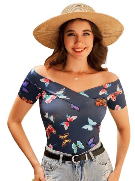 

button up off shoulder tee m4z9#, White