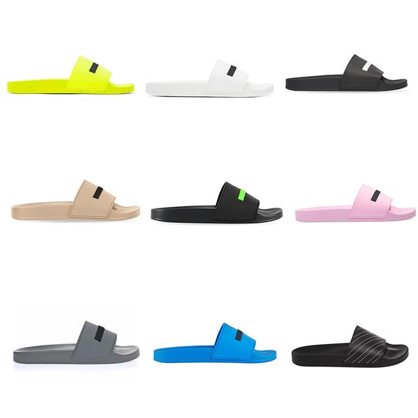 

men women designer slippers summer pool slides black green white cool grey beige blue soft pink yellow mens rubber sandals paris shoes slide