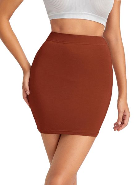 

high waist bodycon skirt x6ro#, Black