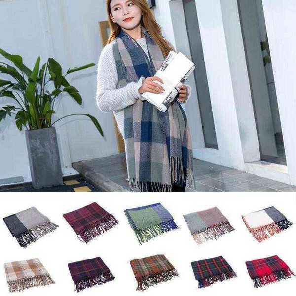

scarves women striped patchwork cashmere scarf winter thick soft long tassel ac pashmina shawls ladies girls warm, Blue;gray