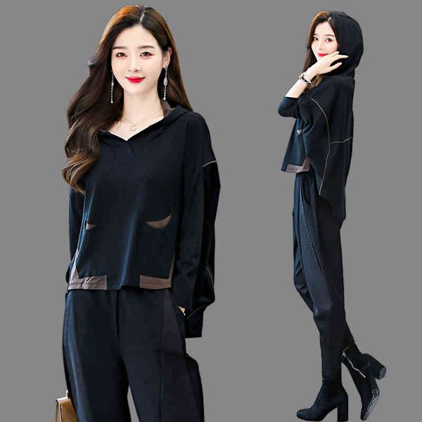 

women's two piece pants leisure fashion suit women's early autumn korean temperament two-piece age reducing professional hh68, White