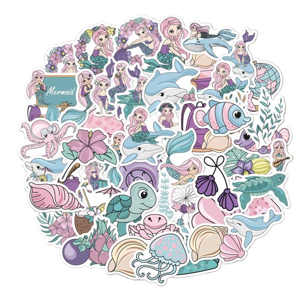 

50 pcs waterproof water bottle stickers marine life for skateboard car laphelmet kids decor pad bicycle bike motorcycle ps4 notebook guitar
