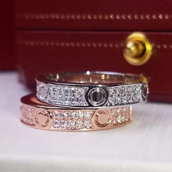 Anelli a fascia coppia anelli di diamanti in acciaio inossidabile femminile gioiello zircone