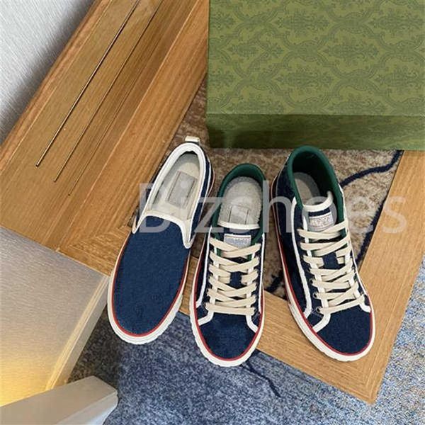 

tennis 1977 sneaker green and red web slip-on casual shoes light blue beige jacquard denim houndstooth low-sneakers designer248b, Black