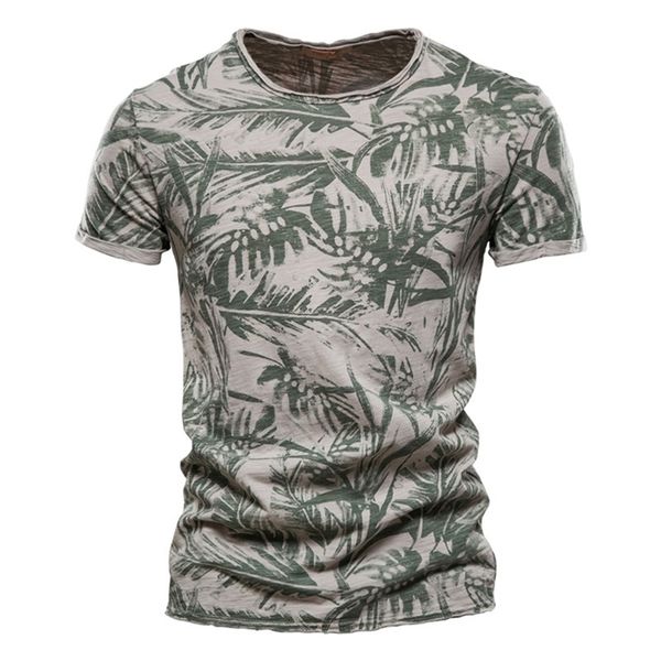 

aiopeson hawaii style 100% cotton t-shirt men o-neck print shirt casual clothing summer 's t shirts 220325, White;black