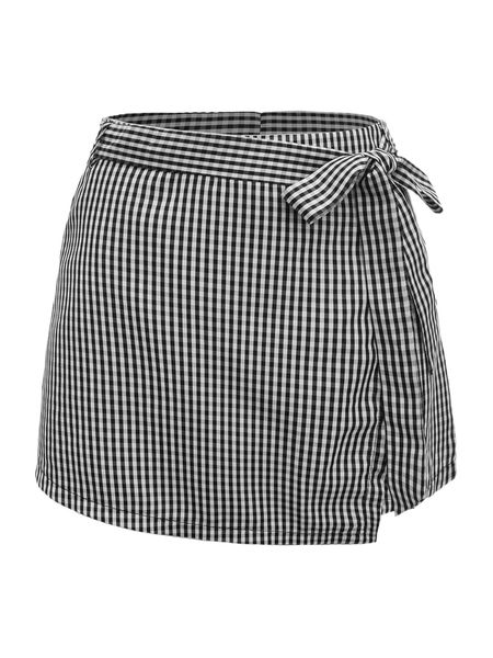 

gingham belted shorts j6qf#, White;black